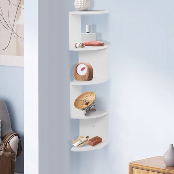 5 Tier Wall Mount Corner Shelves White Finish - Picture 4 of 4
